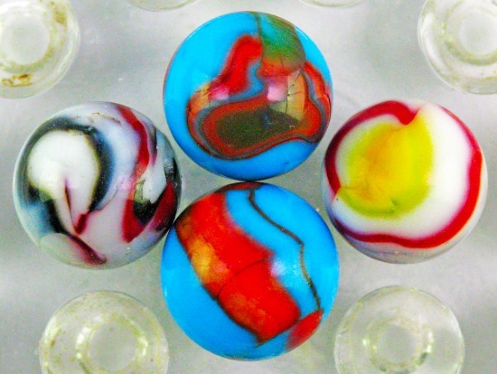 Group of (4) Vintage Collectible Peltier Marbles.