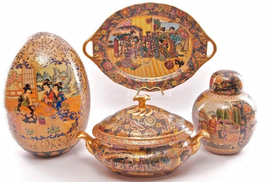 Group of 4 Oriental Themed Porcelain Items