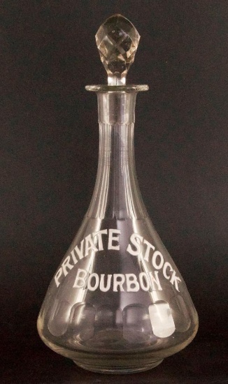 Antique Private Stock Bourbon Pressed Glass Decanter