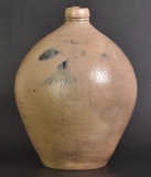 Antique 2 Gallon C. Loynton Troy Ovoid Stoneware Jug with Handle