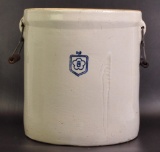 Antique 6 Gallon Stoneware Crock with Wire and Wood Handles