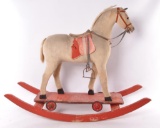 Antique Wooden Rocking Horse with Real Horse Hair