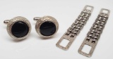 Vintage Silver and Onyx Fold-Over Cufflinks