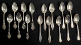 Lot of 16 : Antique Sterling Silver Teaspoons : Lunt, Daniel Low, and R. Wallace