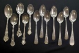 Lot of 12 : Antique Sterling Silver Teaspoons - Names and Dates