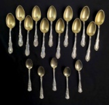 Lot of 17 : Antique Gold Washed Sterling Silver Spoons