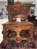 Antique Walnut Chair with Seat Storage