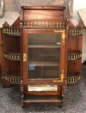 Antique Wood Wall Display Curio Cabinet