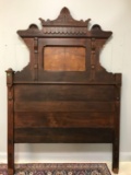 Antique Walnut Double Bed - Headboard, Footboard, and Rails