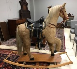 Antique Authentic Horse Hair Rocking Horse