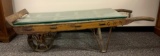 Antique Railroad Luggage Cart Coffee Table with Glass Top
