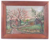 Farm Scene Landscape : Oil on Canvas Signed by Artist
