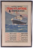 Vintage French Travel Poster with De Grasse Cruise Liner
