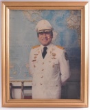 Framed Color Photograph of General Manuel Noriega : w/ signature