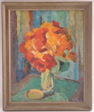 Impressionist Oil in Board by E. Dorey in Modern Frame