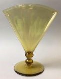 Steuben Pomona Green and Amber Fan Vase #6287