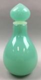 Steuben Light Jade Blue and Alabaster Art Glass Decanter w/ Stopper