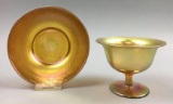 Steuben Gold Aurene Sherbet and Underplate #2680