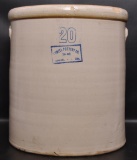 Antique 20 Gallon Lowell Pottery Co. Tonica Ill. Stoneware Crock