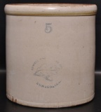 Antique 5 Gallon Lowell Pottery Co. Tonica Ill. Stoneware Crock