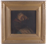 Framed Original Character Study : Oil on Board by Giovanni Muzzioli (1854-1894)