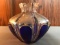 Antique Moser Cobalt and clear etched glass vase