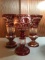 Group of Vintage Ruby flash cut glass vases and goblet