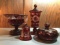 Group of Vintage ruby flash cut glass pieces