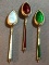 Group of 3 Sterling Silver and Guilloche Demitasse Spoons