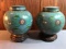 Group of 2 Asian covered Cloisonne jars