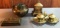 Group of antique brass inkwell and other pieces