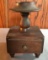 Antique wooden sewing supply holder