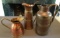 Group of 3 vintage brass pitchers with handles