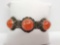 Vintage Fiery Orange Quartz Cabochon Link Bracelet