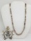 Large Pendant and Chain-strung Silver Bead Necklace