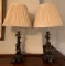 Pair of antique bronze figural table lamps