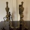 Pair of antique brass fireplace andirons