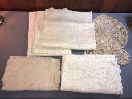 Antique crochet/lace linens, doilies