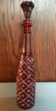 Antique ruby cut to clear glass decanter with stopper
