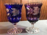 Group of 2 vintage cut glass goblets