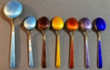 Group of Vintage Sterling Silver and Enamel Spoons