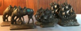 Group of 3 antique bronze bookends