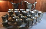 Group of Vintage Pewter Cups and Pitchers