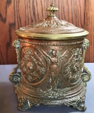 Antique brass and bronze covered jar