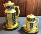 Antique German teapots and saucers
