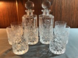 Group of Vintage decanters and tumbler glasses