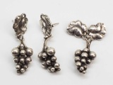 Georg Jensen Sterling Silver Grape Brooch #217 and matching Earrings #40