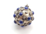 Lapis Cabochon and Silver Sphere Pendant