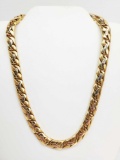 18k Yellow Gold Rounded Herringbone Chain Necklace
