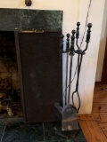 Vintage fireplace set with screen